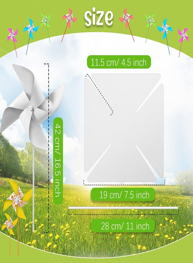 Chalyna 24 Pcs DIY Paper Pinwheels Bulk Craft Kits White Blank Paper Pinwheels for Group Activities Daycare Home Fun Graffiti Art Craft Party Project - Image 4